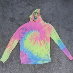 RAINDOW TYE dye sweatshirt (KIDS) - XL (IN KIDS) - hooded - front pockets - worn